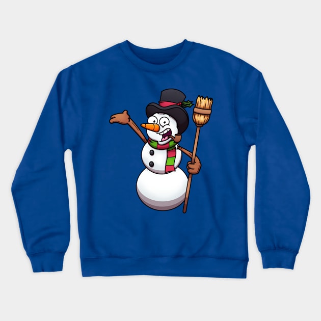 Classic Friendly Cartoon Snowman Crewneck Sweatshirt by TheMaskedTooner